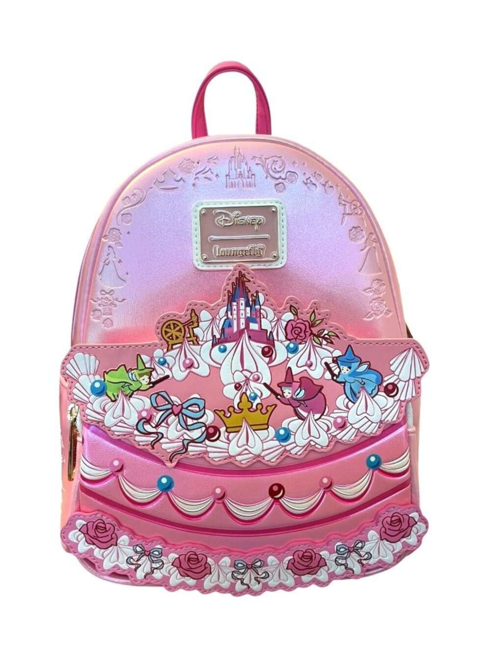Loungefly Disney Sleeping Beauty Aurora Cake Mini Backpack Iridescent Pink NWT